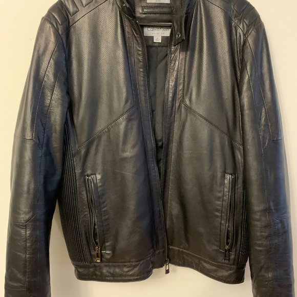 Calvin Klein Biker Leather jacket Size S - Picture 2 of 5